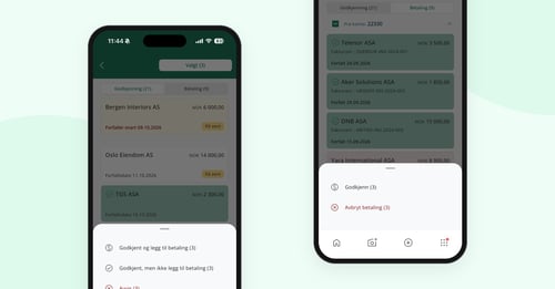 Godkjenn og betal faktura fra app